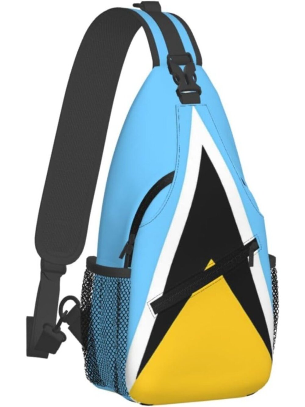St. Lucia Flag Sling Bag - Unisex Crossbody Backpack, Adjustable for Hiking